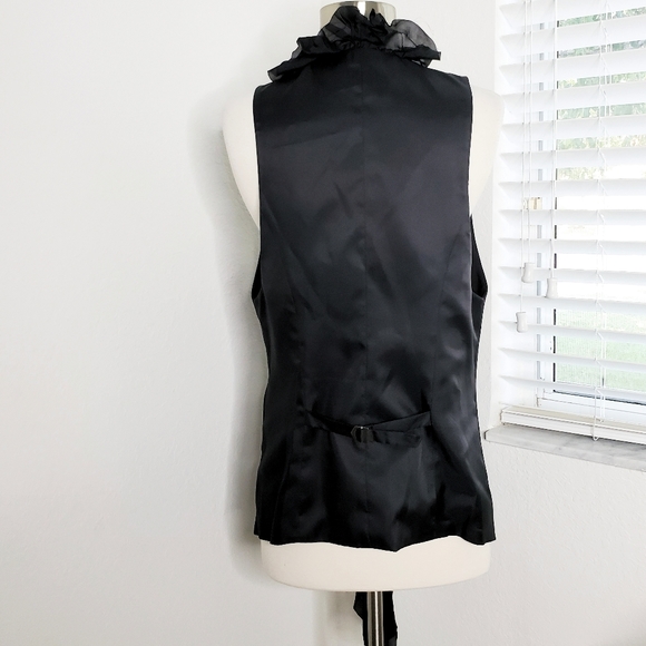 •ELIZABETH & JAMES• Dandy Silk Trim Black Vest L. - Picture 5 of 8